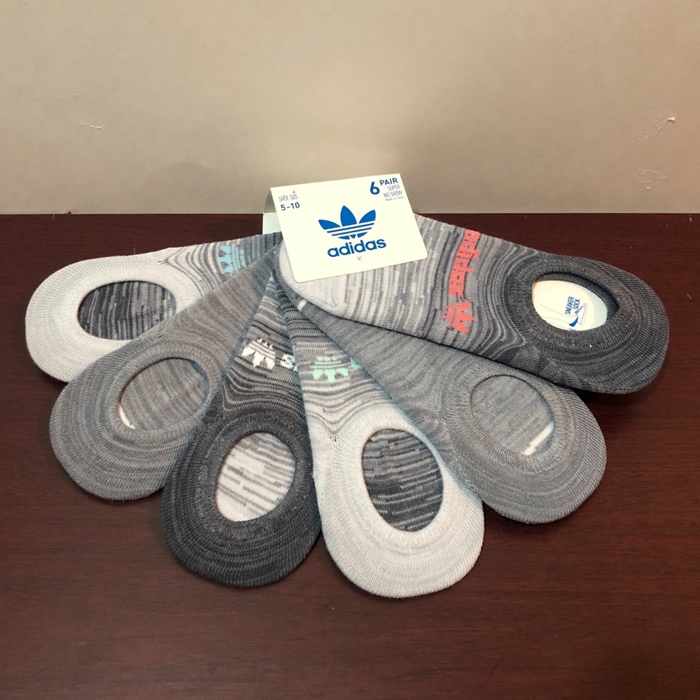 Adidas, Super No Show Socks, 6 Pairs, For Shoe Size 5-10
